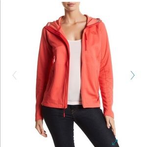 North face fleece zip hoodie coral small